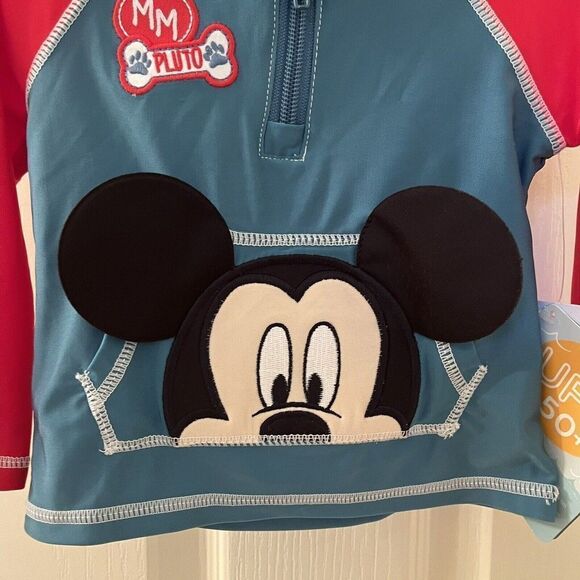 Disney Baby Mickey Mouse Hooded Rashguard Swim Top Boys Size 6-9 Months NWT - Picture 5 of 12